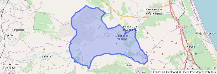 Mapa de ubicacion de Simat de la Valldigna.