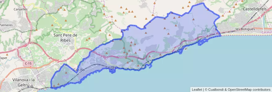 Mapa de ubicacion de Sitges.