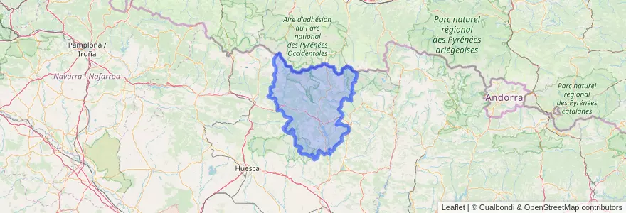 Mapa de ubicacion de Sobrarbe.
