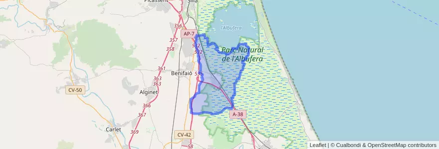 Mapa de ubicacion de Sollana.