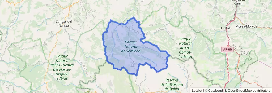 Mapa de ubicacion de Somiedo.