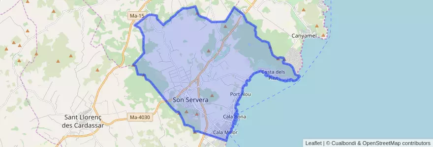 Mapa de ubicacion de Son Servera.