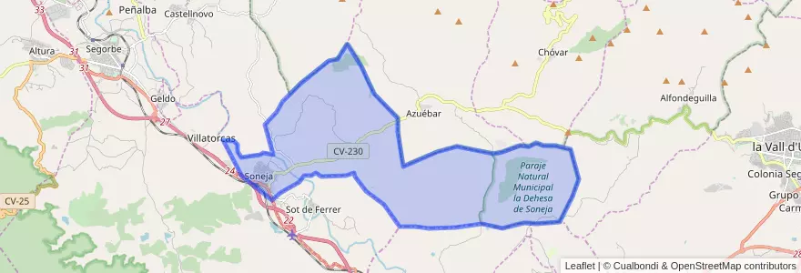 Mapa de ubicacion de Soneja.