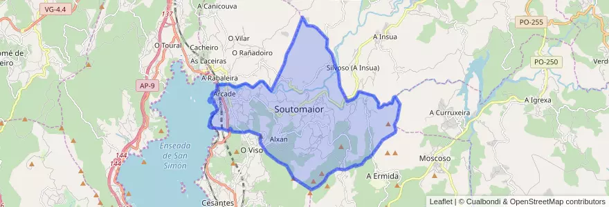 Mapa de ubicacion de Soutomaior.