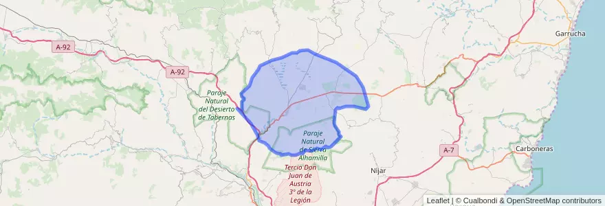 Mapa de ubicacion de Tabernas.
