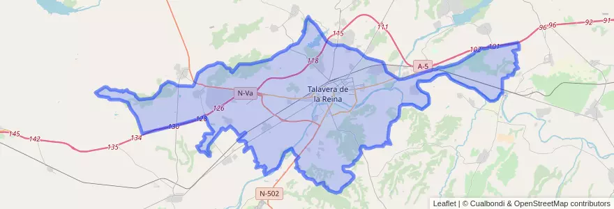 Mapa de ubicacion de Talavera de la Reina.