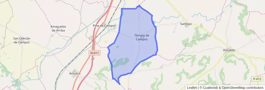 Mapa de ubicacion de Támara de Campos.