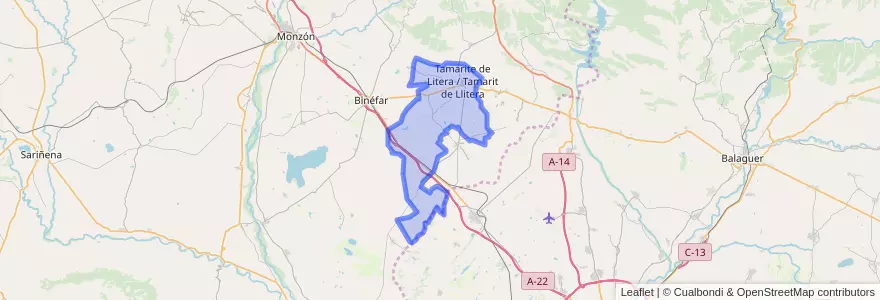 Mapa de ubicacion de Tamarite de Litera.