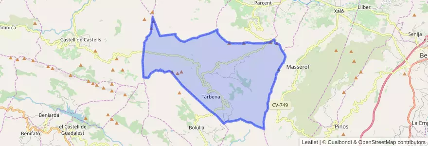 Mapa de ubicacion de Tàrbena.