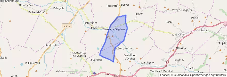 Mapa de ubicacion de Tarroja de Segarra.
