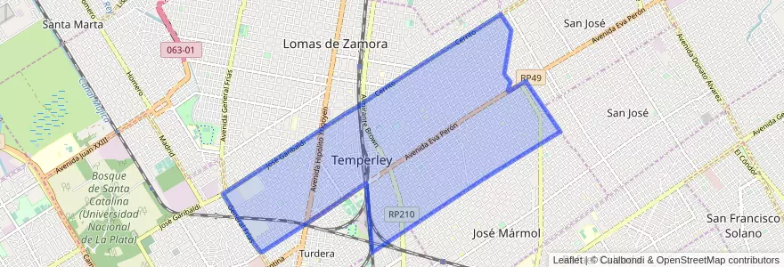 Mapa de ubicacion de Temperley.