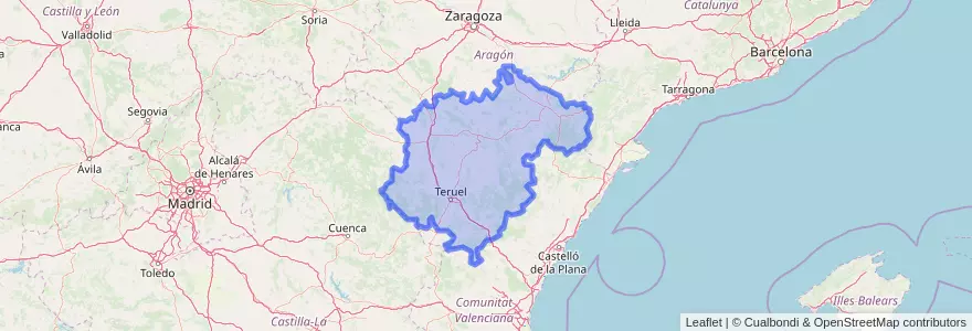 Mapa de ubicacion de Teruel.