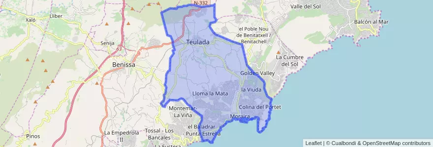 Mapa de ubicacion de Teulada.