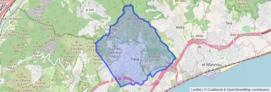 Mapa de ubicacion de Tiana.