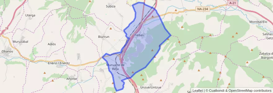 Mapa de ubicacion de Tiebas-Muruarte de Reta.