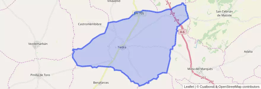 Mapa de ubicacion de Tiedra.