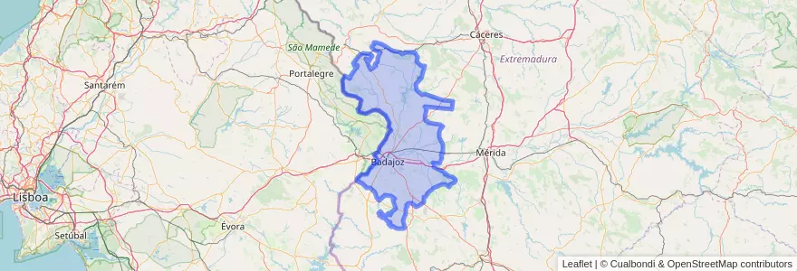 Mapa de ubicacion de Tierra de Badajoz.