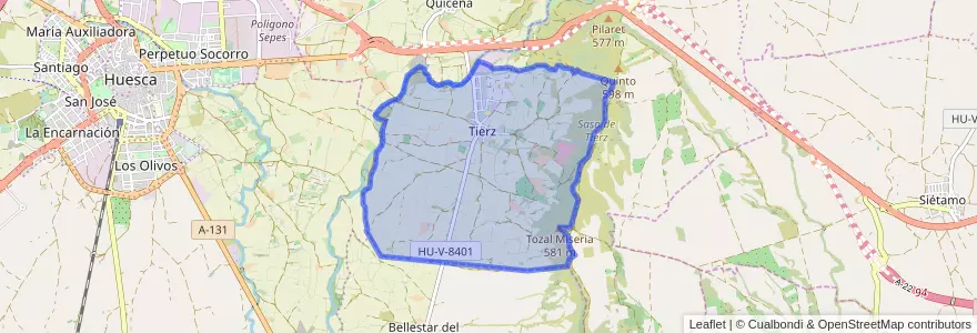 Mapa de ubicacion de Tierz.