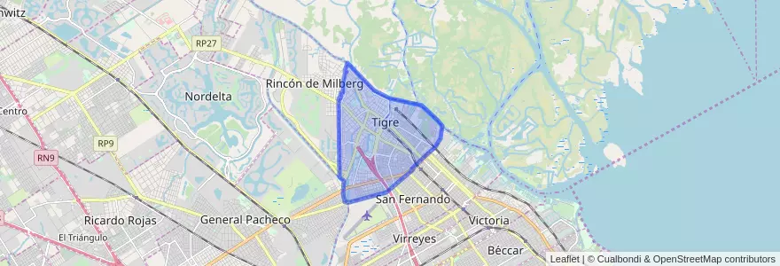 Mapa de ubicacion de Tigre.