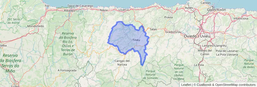 Mapa de ubicacion de Tineo.