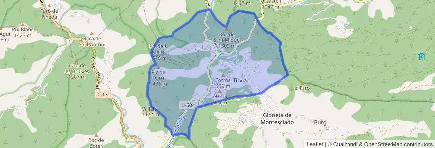 Mapa de ubicacion de Tírvia.