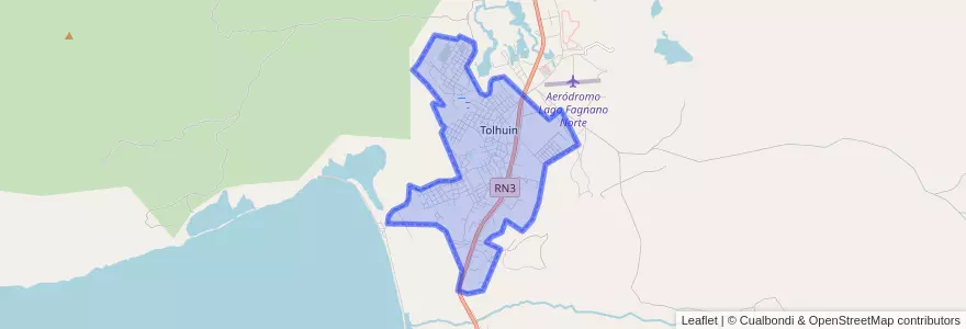 Mapa de ubicacion de Tolhuin.