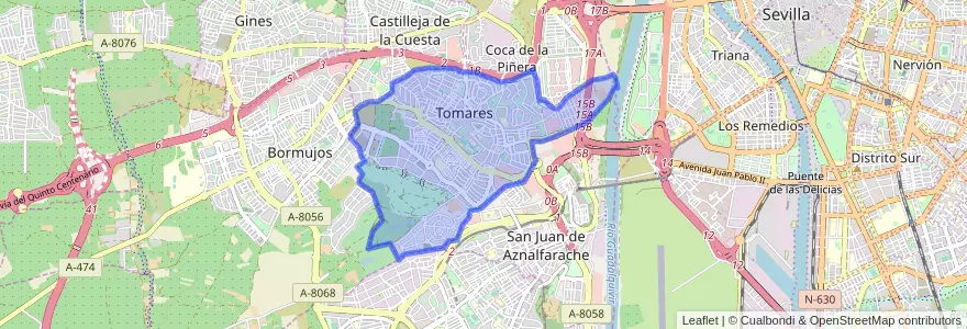 Mapa de ubicacion de Tomares.