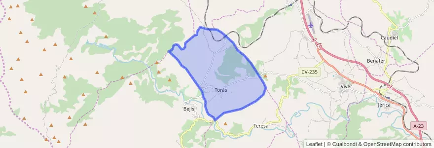 Mapa de ubicacion de Torás.