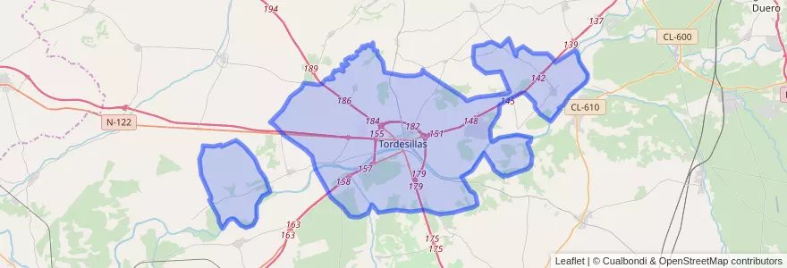 Mapa de ubicacion de Tordesillas.