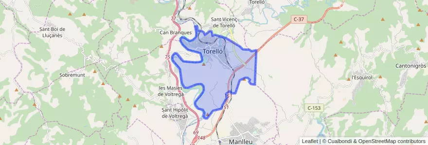 Mapa de ubicacion de Torelló.