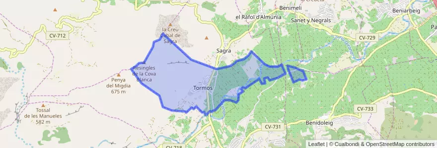 Mapa de ubicacion de Tormos.