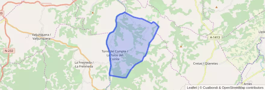 Mapa de ubicacion de Torre del Compte / La Torre del Comte.