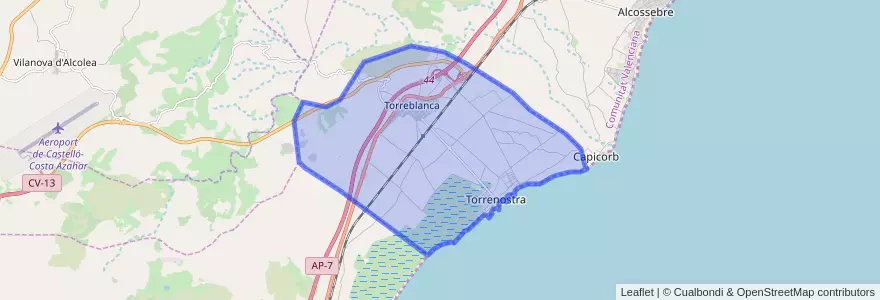 Mapa de ubicacion de Torreblanca.