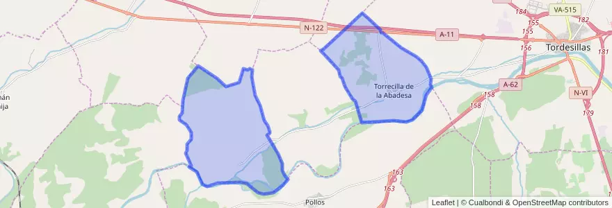 Mapa de ubicacion de Torrecilla de la Abadesa.