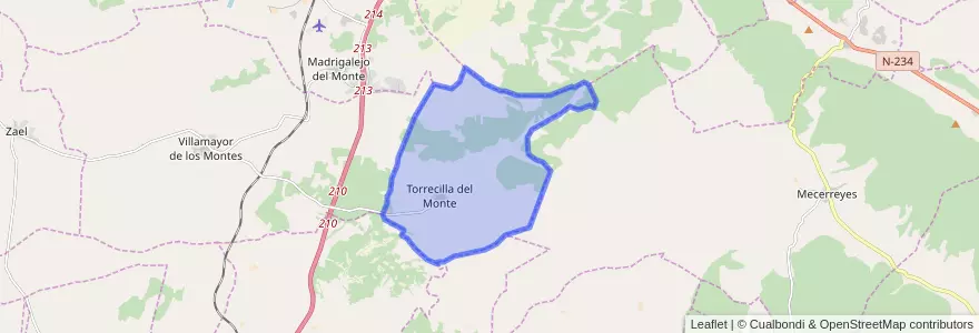 Mapa de ubicacion de Torrecilla del Monte.