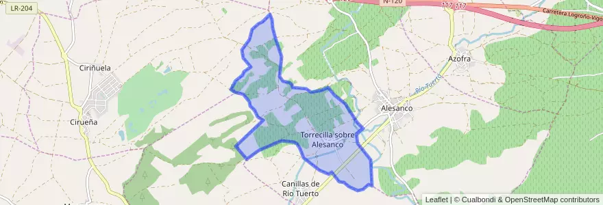 Mapa de ubicacion de Torrecilla sobre Alesanco.
