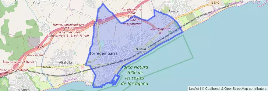 Mapa de ubicacion de Torredembarra.