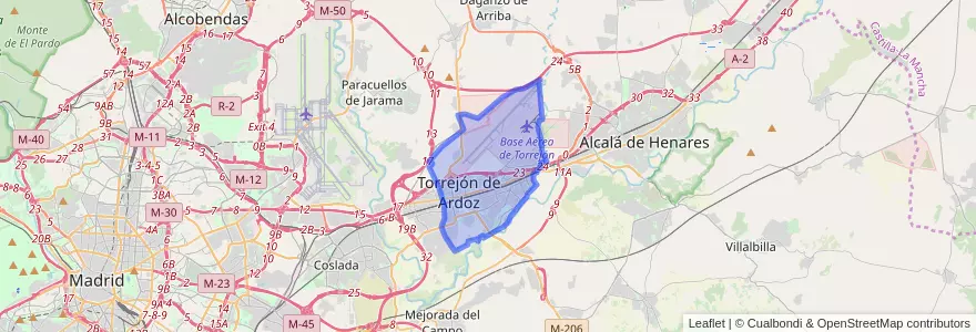 Mapa de ubicacion de Torrejón de Ardoz.