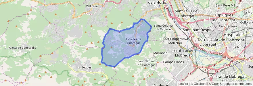 Mapa de ubicacion de Torrelles de Llobregat.