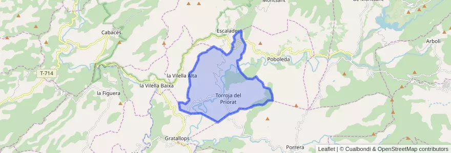 Mapa de ubicacion de Torroja del Priorat.