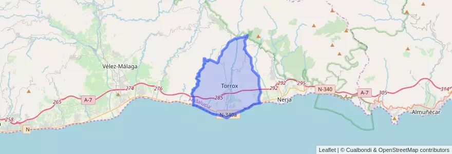 Mapa de ubicacion de Torrox.