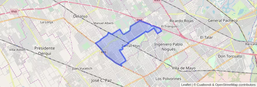 Mapa de ubicacion de Tortuguitas.