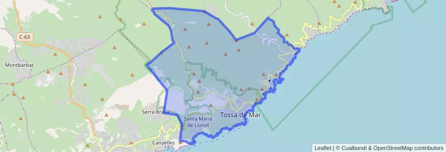 Mapa de ubicacion de Tossa de Mar.