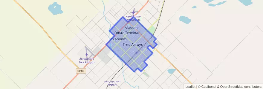 Mapa de ubicacion de Tres Arroyos.