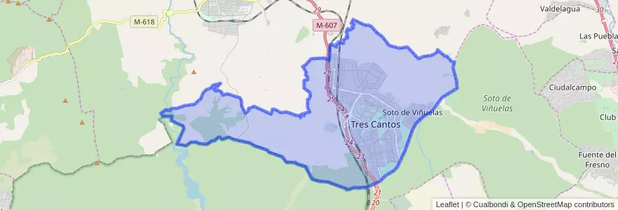 Mapa de ubicacion de Tres Cantos.