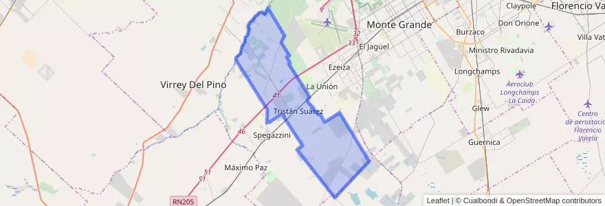 Mapa de ubicacion de Tristán Suárez.