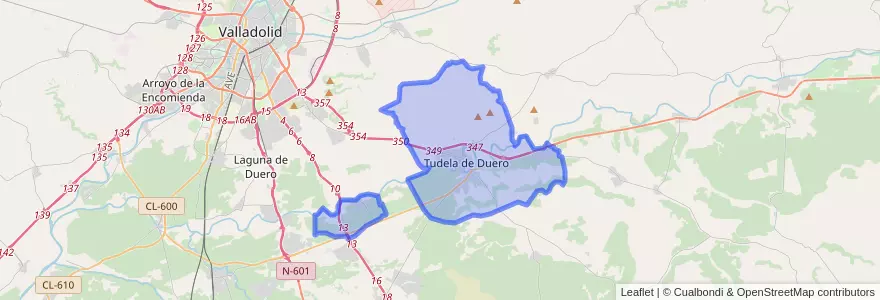 Mapa de ubicacion de Tudela de Duero.