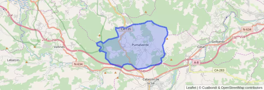 Mapa de ubicacion de Udías.
