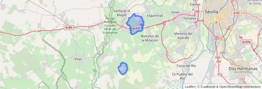 Mapa de ubicacion de Umbrete.