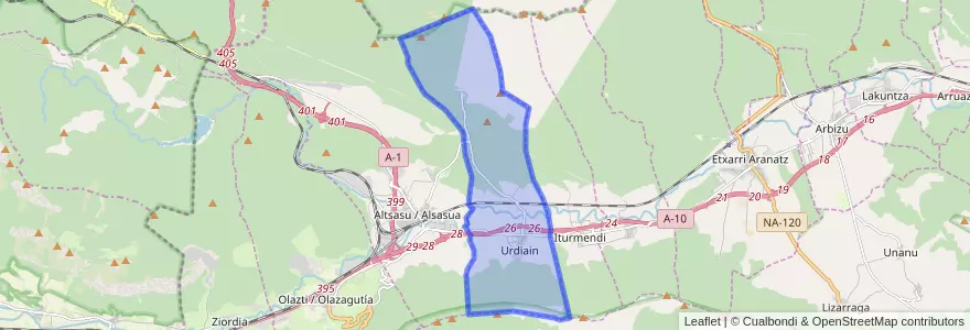 Mapa de ubicacion de Urdiain.